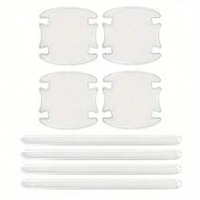 8pcs Car Door Handle Bowl Anti-Scratch Protective Stickers, Universal Invisible Car Stickers, Car Handle Anti-Collision Protective Strips - Anti-collision Strip - View 3