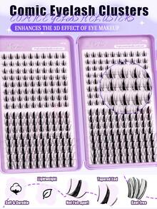 320 Clusters DIY False Eyelash Clusters, Exquisite Eye Makeup, Ultra-Thin Soft Lightweight, Suitable For Beginners To Use At Home, Applicable For Daily Dates, Parties, Music Festivals And Halloween Makeup, Cartoon Eyelashes - C - View 4