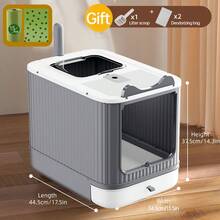 MOFOROCO 1 Piece Of Extra-Large Cat Litter Box With Front-Loading Drawer, Top Cover, Fully Enclosed Double Door, Deodorization, Long-Lasting Splash-Proof And Odor-Proof Cat Toilet, Suitable For Cats 44 Pounds - Grey - View 3