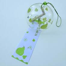 1pc Japanese Style Glass Wind Chime, Floral Printed Hanging Ornament With Paper Tassel For Window Home Patio Garden Decor - Japanese Wind Chime - View 8