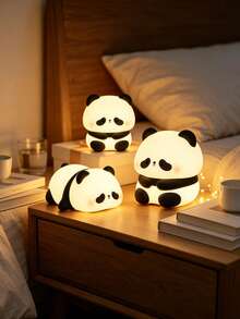 1pc Panda Shaped Home Decor Night Light - Silicone Touch Lamp, 3 Modes, USB Rechargeable LED Light, Suitable For Bedroom, Living Room, Desktop And Other Indoor Decoration, Thoughtful Christmas Gift For Family And Friends - Multicolor - View 2