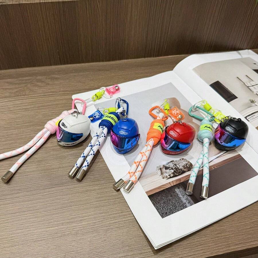 Creative Colorful Motorcycle Helmet Keychain Couple Style Bag Charm Relaxing Motorcycle Helmet Phone Lanyard Car Key Chain Gift