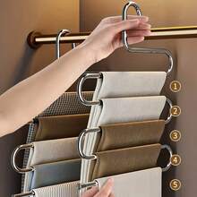 1pc 5-Layer Stainless Steel S-Shaped Pants Rackfor Hanging Pants, Towels, Jeans, And Various Additions, Wardrobe Organizer Artifact, Very Suitable For Storing Jeans And Pants, Space Saving Design, Clothes Storage Rack Storage - Multicolor - View 1