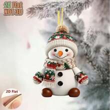 2D Flat [Decorative Hanging Ornament] Snowman 2pcs Set, Christmas Fairy Tale Character, Perfect For Christmas Window And Party Decoration, Christmas Tree Decoration, Perfect Christmas, 2026 New Year Gift, Birthday Gift, Holiday Party Gift - Multicolor - View 2