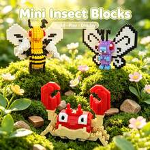 Children's Insect World Building Block Set, Bee Butterfly Crab DIY Assembly Model, Boy Girl Educational STEM Puzzle Toy, Creative Learning Building Block Gift, Children's Birthday Holiday Creative Hands-On Learning Construction Blocks - Multicolor - View 3