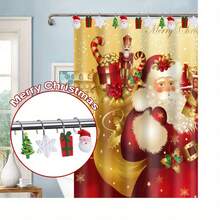 24pcs (Random Style) Christmas Shower Curtain Hooks Set, Santa Claus Christmas Tree Snowflake Gift Box 4-Piece Set Decorative Shower Hooks, Cute Holiday Winter Bathroom Decor Accessories For Home Party, Xmas Shower Curtain Ring Assorted - Multicolor - View 5