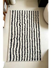 1pc Faux Cashmere Striped Print Bathroom Mat, Soft Square Durable Luxury Carpet, Dotted Non-Slip Backing, Halloween Christmas Theme Doormat, Home Furniture Decor Rug - Multicolor - View 5