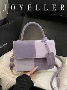 2026夏季高品質紋理女款包，時尚多功能單肩斜挎小方包 - 紫色 - 查看 2