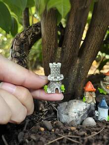 1/5pcs Miniature Castle Building Resin Ornament, European Vintage Multi-Style Mini Tower Model, Fairy Garden Micro Landscape, Desktop Micro Landscape Gardening Decoration, Handmade DIY Scene Arrangement Accessory, Home Desktop Creative Decor, Scene Prop Fairy Tale Garden, Miniature Model, Halloween Christmas Decoration - Mini Castle - View 4