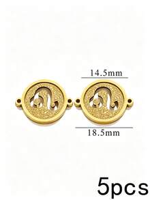 1/5pcs Zodiac Connector Pendant, 18K Gold Plated 304 Stainless Steel Double Hole Zodiac Pendant, Non-Fading DIY Jewelry Accessories - Zodiac Connector Ring - View 25