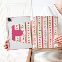 1件裝彩色垂直條紋貝殼海星棕櫚樹海灘印花360度旋轉平板保護殼，相容 iPad 11/A16/10代，適用 Galaxy Tab A8/A9 Plus/S6 Lite/S7/S9FE PLUS，相容小米，適合工作、旅行與居家使用，適用 Pad、MatePad、Pad、Honor 平板、Xiaoxin Pad - 彩色 - 查看 6