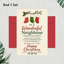 1/3 Sets Greeting Card With Envelope Christmas Happy Card, Sent To You, Thank You For Being A Wonderful Neighbor In The Holiday Season, Thank You Gift For Friends And Community Members, New Year Blessing Flat Card - A - View 11