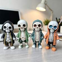 1pc Halloween Skeleton Sweatshirt Resin Figurine, Holiday Party, Office Desk Decor, Yard Decoration Holiday Gift - Multicolor - View 2