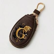 Litchi Pattern Key Bag -Black Gold Letters A-Z Car Key Protection Cover,PU Key Storage Clip,Zipper Bag,Car Key Storage Device,Car Keychain,Unisex Gift - Multicolor - View 39