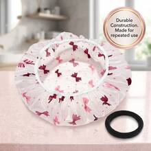 [High Quality Thickened Extra Large Shower Cap]2pcs Set: Adjustable Printed Thickened Extra Large Reusable Shower Cap With Elastic Band; Suitable For Women, Spa Centers And Beauty Salons. Hair Cap. Hair Accessory - Multicolor - View 6