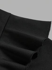 Women Fall Elegant Collared V Neck Long Sleeve Sweatshirt, Ruffle Detail, Loose Pullover Top For Holiday Festival Daily Outfit - Black and White - View 6