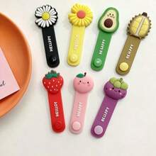7 piezas Organizador de cables de PVC con diseño de frutas de dibujos animados, organizador de cables lindo para estudiantes niñas, almacenamiento de cables de auriculares, cables de datos, cables de carga, gestión de cables - AA - Ver 3