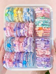 5/10/15pcs/Set Macaron Multi-Style Hair Scrunchies Combination, Sweet Hair Accessories - Suitable For Girls And Women, Applicable For Daily, Vacation, Dating - Multicolor - View 1