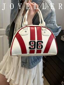 Women's Sports Bowling Tote Bag, Casual Large Capacity Crossbody Bag With Adjustable Shoulder Strap - White - View 2