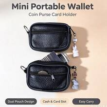 Portable Mini Double Layer Wallet Featuring A Rabbit Pendant, Compact Coin Purse Card Holder With Belt Loop, Lightweight Daily Carry Storage Bag, Simple Solid Design For Daily Outdoor Travel Organization Accessory, Practical Storage Pouch As Gift - Multicolor - View 7