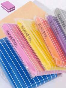 5/10/20/50pcs Oval Long Nail File Set, 0.47 Inch Thick, Suitable For Gel Nails, Washable Sponge, Double-Sided 100/180 Grit Polishing - Multicolor - View 6