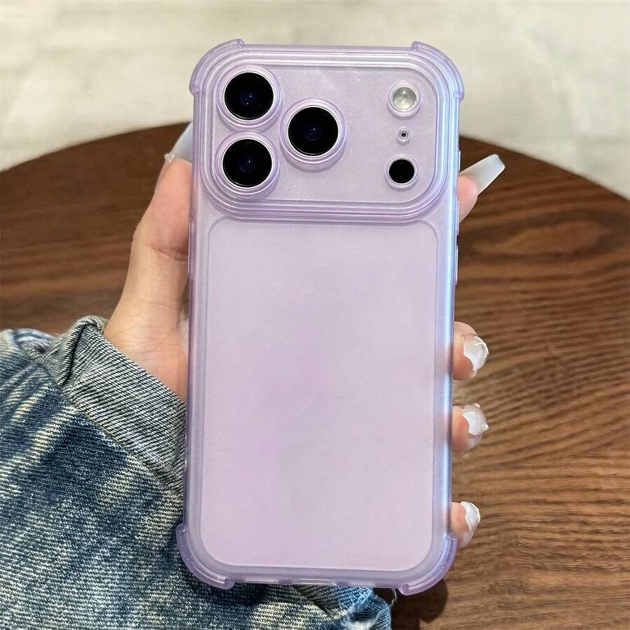 可愛磨砂透明手機殼，適用於 iPhone 18 Pro Max 17 16 15 14 13 12 Plus，防震保護套 - 透紫 - 查看 1
