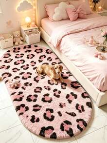 1pc Pink Leopard Print Decorative Rug, Love & Healing Bedroom Decor, Small Rug, Carpet, Home Decor, Living Room Rug, Living Room Small Rug, Bedroom Rug, Living Room Home Decor, Outdoor Rug, Washable Rug - Multicolor 3 - View 5
