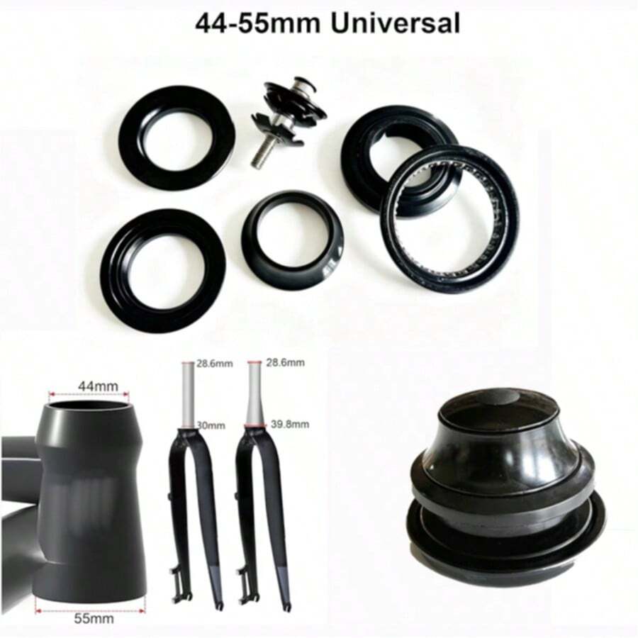 6MSKS 1組 44-55mm 錐管密封軸承車頭組，適用於登山車/MTB/BMX/公路車 - 黑色 - 查看 1