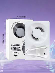 1 Pair Magnetic Fox-Style Winged False Eyelashes Set, Mink-Like Soft & Lightweight, Reusable Layered Lashes With Secure Root, Waterproof - Black - View 7