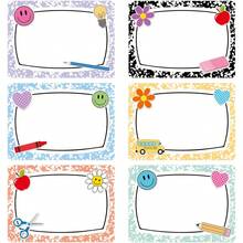 30/60pcs Combination Name Label Stickers, Self-Adhesive Name Tags, Macaron Pencil Smiling Face Daisy Blank Name Labels, Back To School Party Decorations, 6 Styles Party Supplies, Office Envelopes Gifts, Party Decoration Stickers - Multicolor - View 8