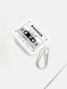 1件復古Walkman卡帶圖案藍牙耳機保護殼，復古卡式錄音機印花設計，附銀色耳機殼掛鉤，全包防摔透明軟殼，適合情人節、復活節、母親節、感恩節、聖誕節、新年、生日、返校季送禮；相容耳機1/2/3/4/Pro/Pro2/Pro3/Pro4，Ins復古數位配件，送給她的禮物，送給他的禮物 - 彩色 - 查看 6