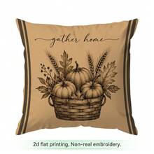 4 piezas/1 pieza Funda de almohada con patrón de ilustración de boceto de calabaza de cosecha de otoño vintage sin relleno, funda de almohada impresa por un solo lado, adecuada para sala de estar, dormitorio, decoración del hogar, funda de almohada para todas las estaciones - Multicolor 07 - Ver 15