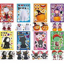 8/16/24 Halloween DIY Sticker Set - Classic Bat, Ghost, Pumpkin And Vampire Character Designs, Interactive Puzzle Toy To Promote Brain Development, Children's Party Gift, Gift Packaging, Classroom Activity, Halloween And Christmas Gift - Mixed Color - View 2