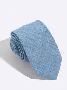 1pc Japanese Style Matte Faux Linen Texture Solid Color Student Business Versatile Shirt Tie Accessory - Multicolor - View 4