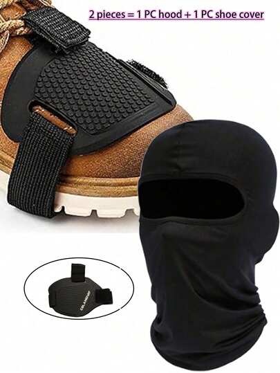 1/2pcs Motorcycle Gear Shift Pad Cover, Black Motorcycle Shoe Cover With Black Balaclava Head Cover, PVC Material Protective Pad, Suitable For Men And Women Outdoor Activities, Summer Promotion