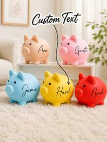 Personalized Name Piggy Bank, Customized Colorful Coin Storage Box, Cute Home Desktop Decor, Birthday And Christmas Gift For Family And Friends - Multicolor - View 1