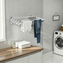 Futchoy Étendoirs de séchoir à linge télescopiques - Argent - Voir 2
