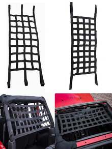 1pc Multi-Function Car Roof Cargo Net, Heavy Duty Roll Cage Hammock Net, Car Roof Storage Net, Suitable For JK JL TJ YJ Off-Road Vehicle Interior Accessories - Multicolor - View 1