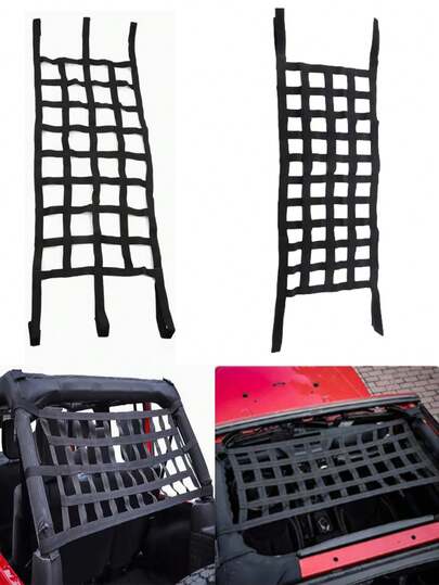 1pc Multi-Function Car Roof Cargo Net, Heavy Duty Roll Cage Hammock Net, Car Roof Storage Net, Suitable For JK JL TJ YJ Off-Road Vehicle Interior Accessories