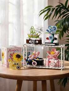 DIY Flower Camera Micro Particle Building Blocks Toy, Creative Desktop Decor Assembly Blocks, Holiday Gift For Adults And Children, Suitable For Kids 6 Years Old And Above - Flower Camera - View 2