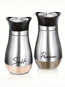 1pc Glass Bottom Salt And Pepper Shaker With Lid, Refillable, Suitable For Cooking, Dining Table, RV, Camping, BBQ, Kitchen Gadget - Multicolor - View 1