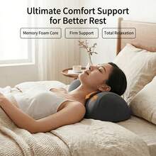 1PC Ergonomic Memory Foam Neck Pillow, Designed For Cervical Spine, Made Of Breathable Polyester, Hand Wash Only - Multicolored - View 5