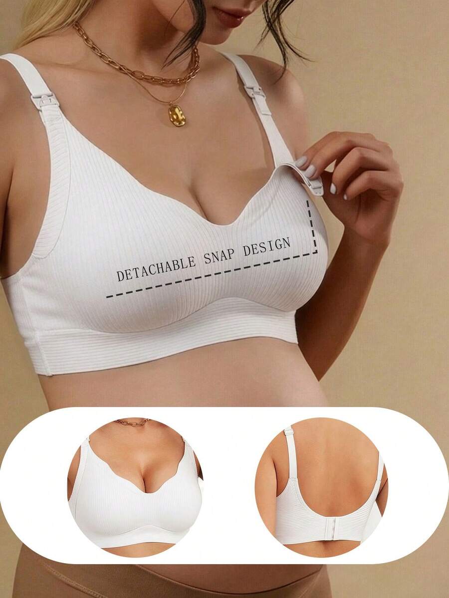 1件裝孕婦哺乳內衣,聚攏防下垂,大胸圍適用,便攜前扣式,產後哺乳內衣 - 白色 - 查看 1