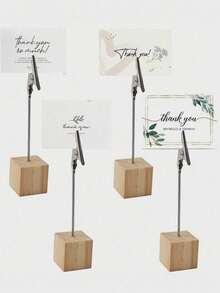 10 piezas Soportes para tarjetas de número de mesa, Soportes para tarjetas de número de mesa con clip de cocodrilo, Etiquetas de alimentos, Etiquetas de buffet de boda, Soportes de decoración de fiesta, Madera mejor - Multicolor - Ver 7