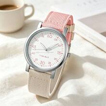 Plastic Case Canvas Strap Women's Quartz Wristwatch, Minimalist Fashion Fresh Neutral Wristwatch, Academic Style - Mouldless - View 8