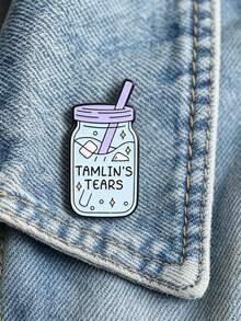 1pc Tamlin's Tears ACOTAR Enamel-Style Pin, Book Fan Fantasy Brooch, Book Fan Badge - Multicolor - View 1