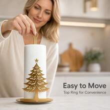 1pc Christmas Tree Hollow Iron Art Kitchen Paper Towel Holder,Desktop Christmas Decoration, Suitable For Home Kitchen Countertop Storage, Sturdy And Elegant, Universal Golden/Black Model - Multicolor - View 2