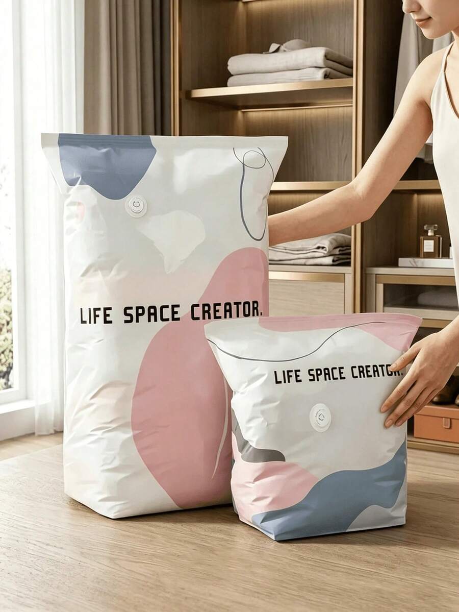 Large Capacity Vacuum Storage Bags, Pump-Free Space-Saving Compression Bags, Suitable For Clothes And Blankets, 2026 New Style, Bedroom Room Decor, Back To School Season