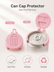 1pc Portable Can Lid Protector, Dust-Proof Sealing Cover For Carbonated Drinks, Beer And Soft Drink Cans, Reusable Flip-Top Hygienic Can Lid, Fun Cartoon Style, Suitable For Kitchen, Home, Cafe, Restaurant, Party, Picnic And Travel - View 6