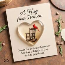 1/3pcs Pocket Hug Heart Cards - Hug From Heaven, Heart-Shaped Memorial Statue With Bird, Includes Inspirational Blessing Card, Suitable For Memorial, Home Decor, Gift - Multicolor - View 1